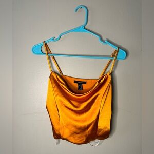 Orange silky blouse, crop top style